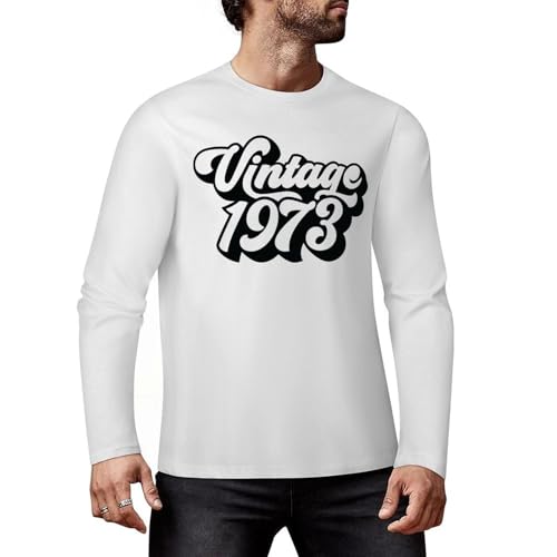 Camiseta de manga larga con gráfico de cumpleaños de 1973, camiseta de algodón de primera calidad para hombres y mujeres, Blanco-estilo-1, 4XL