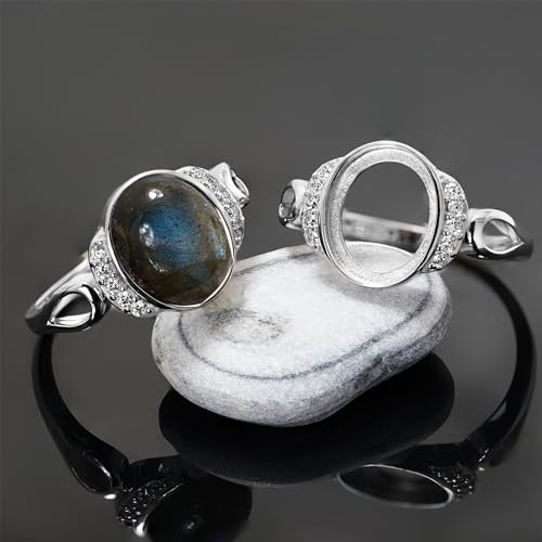 925 Silver Ring Blank 10x12 mm Halo Cubic Zirconia Bezel Setting DIY Fine Jewelry2