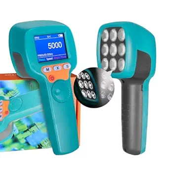Digital Handheld Stroboscope 60-99999 FPM, Non-Contact LED Stroboscope YF-DT100B, 1500 Lux Strobe Tachometer with Full-Color LCD Display, Stroboscopic Speedometer with 2200mAh Battery