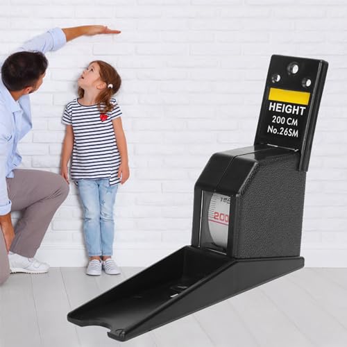 Körpergröße Messgerät, 2 Meter, Einziehbares Maßband, Schwarz, Metall, ABS Material, für Erwachsene und Kinder