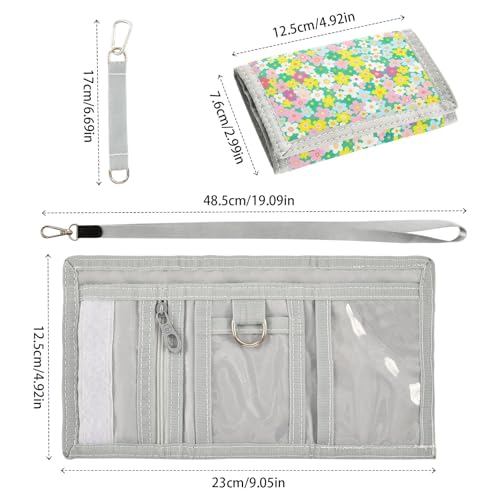 ALAZA Kids Wallets for Boys Girls Toddler Trifold Wallet Children Small Pink Green Yellow Flowers with Zipper Coin Pocket3