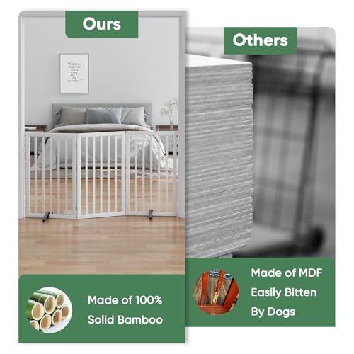 Dog Gate, Freestanding Tall Dog Gates for Doorways, Foldable Dog Gate Indoor, Pet Gates for Doorways Bedroom, Puppy Gate with Metal Support Feet, Room Divider 3 Panels (White) by Algherohein - Image 6