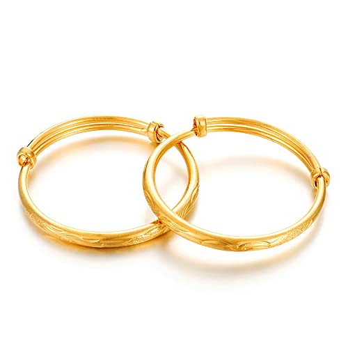 Ethlyn 18k Plaqué or Enfants Bébé Extensible Réglable Charme Bracelet Anniversaire Cadeau de Noël 2pcs / lot