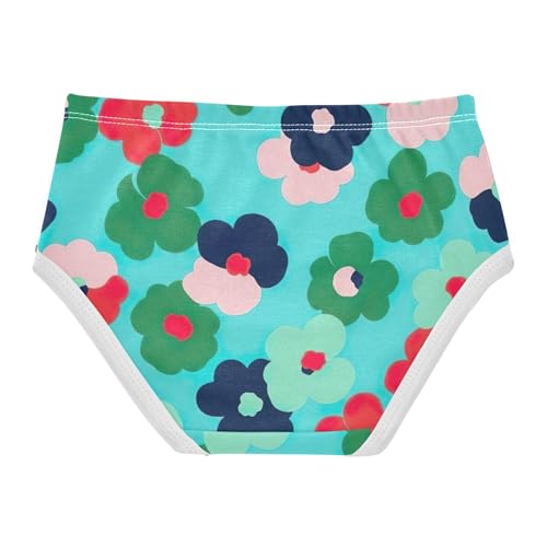 Cotton Girls Underwear Toddlers Colorful Floral Teal Little Girl Panties Durable Briefs Kids Undies 2t2