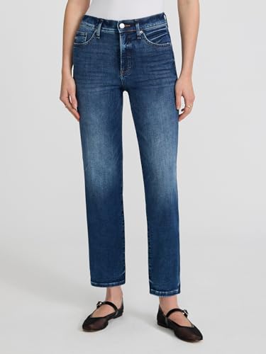 EXPRESS Women’s Straight Ankle Jeans – High Rise Figure-Balancing Stretch Denim – Medium Wash2