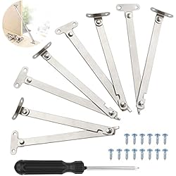 4 Piezas Bisagra de Amortiguador Muebles Bisagra Plegable de Metal Bisagras Elevables Bisagra de Soporte Bisagras de Muebles de Cocina, Caja y Armario-con 16 Tornillos y 1 Destornillador