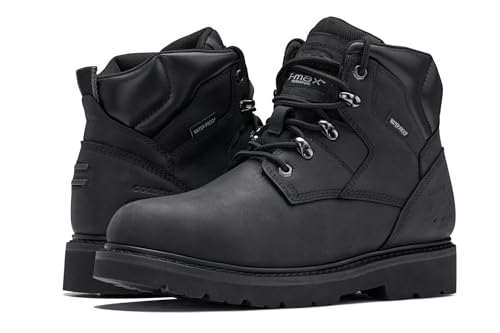 Golden Fox Men’s 6” Waterproof Soft Toe Insulated Work Boots, Black Leather Plain Toe Boots with Oil Resistant Rubber Outsole & Goodyear Welt Construction, Size 9 D(M) US, Black by King Rocks - Used condition - Image 5