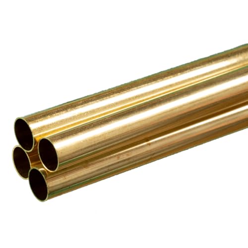 K&S Precision Metals Round Brass Tube 9113 – 15/32" OD x 0.014" Wall x 36" Long – DIY Crafts, Plumbing, HVAC, Modeling, Made in USA, 4 Tubes