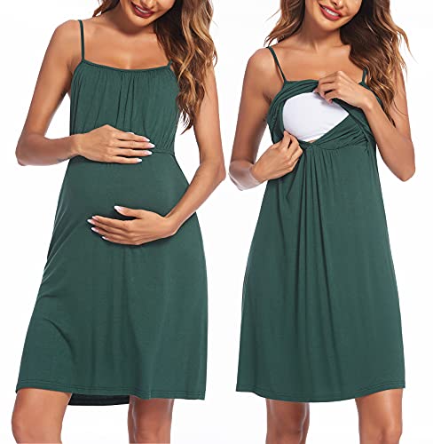 Image of Ekouaer Women's Nursing Nightgown Maternity Dress Breastfeeding Gown Full Slips Sleepwear