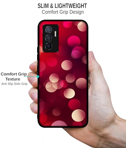Image of 3D Circles Design Premium 2D Printed Metal Back Case Cover for Vivo V23E 5G / Y75 4G
