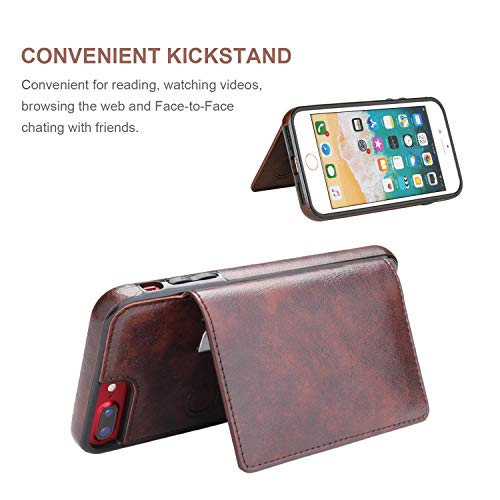 Kihuwey Iphone 7 Plus Iphone 8 Plus Wallet Case With Credit Card Holder, Premium Leather Kickstand Durable Shockproof Protective Cover For Iphone 7 Plus/8 Plus 5.5 Inch(Brown) #TOP4