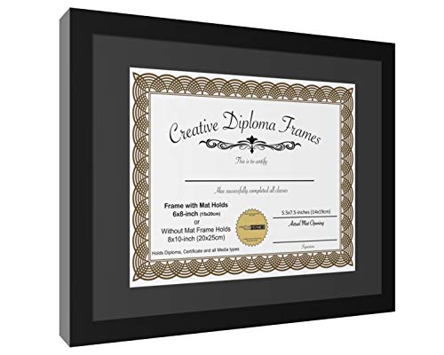 Creative Picture Frames 12X15 Classic Black Diploma Frame With Black Mat Glass Easel And Installed Wall Hangers | Frame Holds 16X20 Media Without Mat #TOP1