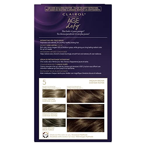 Clairol Age Defy Permanent Hair Dye, 5 Medium Brown Hair Color, Pack Of 1 #TOP2