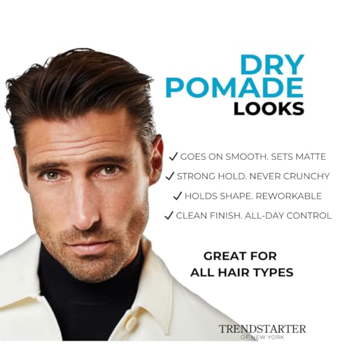 Image of TRENDSTARTER - DRY POMADE (4oz) - Firm Hold - Low Shine - Water-Based Gel Type Pomade - All-Day Hold Premium Hair Styling Products