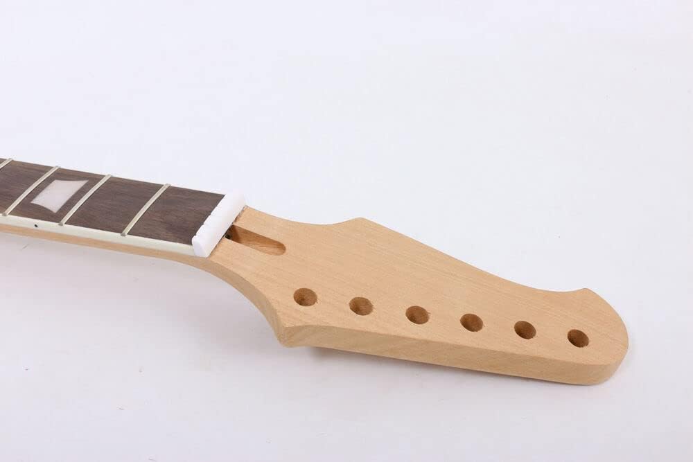 Yinfente Left Hand Guitar Neck 22 Fret 24.75 Inch Mahogany Rosewood Fretboard Bolt On Guitar Necks Trapezoid Inlay