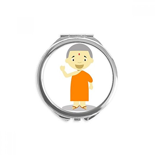 Miroir de poche moine orange motif cartoon coloré, une idée cadeau originale pour femme