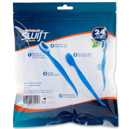 Mini brosse à dents jetable Swift x24 avec capsule menthe et cure-dent - 6