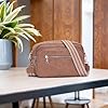 RQJZ 26x18cm Sac Bandouliere Homme Petit Sac à Main en Cuir Vegan Élégant Sacs Bandoulière Femme avec Large Sangle pour Quotidien & Voyage Marron clair #5