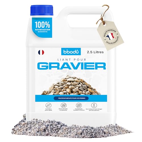 BIBODU Liant Gravier Extérieur 2.5L | Liant pour Gravier | Colle Gravier Exterieur | Parfait pour Gravier, Pierres et Paillis | Utilisation sur Sentiers, Terrasses et Jardins Extérie