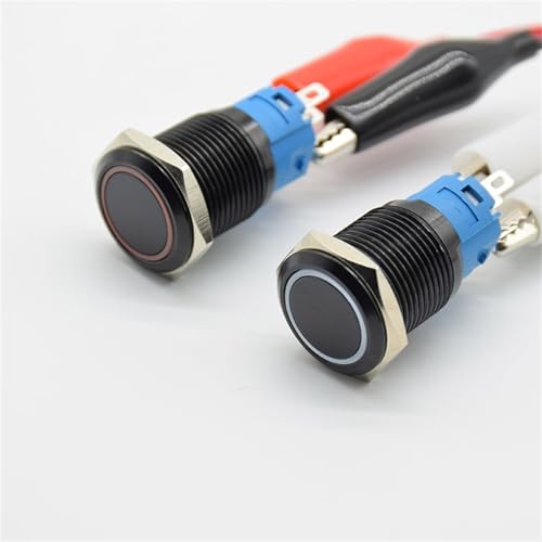 Interruptor de boton metalico de 16mm con bloqueo automatico de 5V y luz led amarilla 3