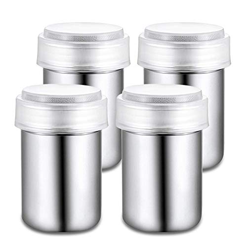 LOHOME Stainless Steel Fancy Coffee Dredger Cocoa Powder Shaker with Fine-mesh Lid