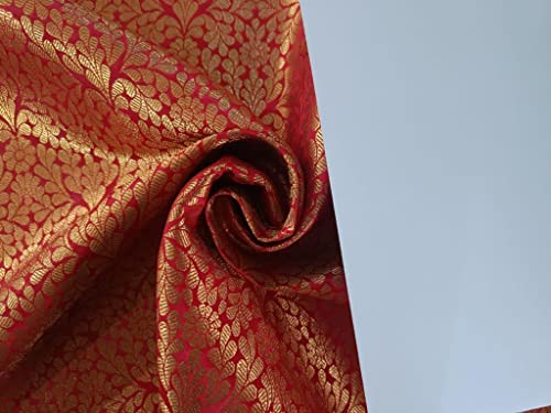 Brocart de soie rouge 112 cm tissu pour confectionner vos robes de soirée