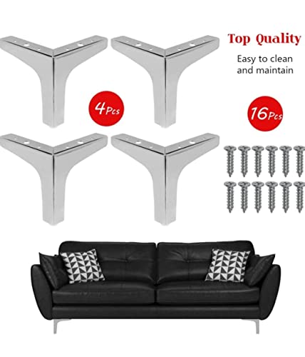 Image of Aakash Decor Sofa Legs 4 Inches (Set of 4) - Silver Finish Metal Heavy Duty Furniture Leg for Home, Office Sofa Paya | Rustproof T- Shape Sofa Leg with Weight Capacity 300 Kg