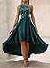 Fodebu Green One Shoulder Cocktail Prom Sequin Dresses Satin Formal Wedding Guest Dresses High Low Hem Sleeveless Homecoming Dress, XL