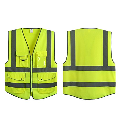 G & F Products Reflective Vest Safety Vest High Visibility With Reflective Strips Multi-Pockets Ansi Class 2 Standard, Neon Green Size X-Large #TOP21