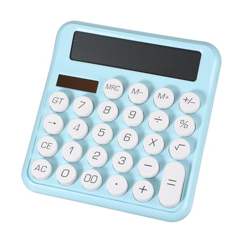 Calculatrice de bureau bleue à grands boutons mécaniques et écran 12 chiffres pour le travail