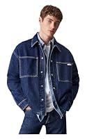 Calvin Klein Jeans Men's ReLaxed Denim Shirt Jacket, Denim Dark, Large