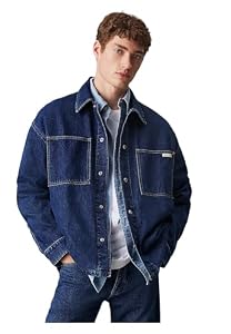Calvin Klein Jeans Men's Relaxed Denim Shirt Jacket, Denim Dark,