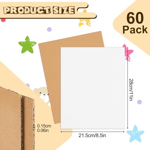 Image of Henoyso 60 Pack 11 x 8.5 Inch Corrugated Cardboard Sheets Flat Cardboard Sheets Packaging Inserts Flat Square Inserts Squares Separators for Shipping Packing Mailing Crafts(White)