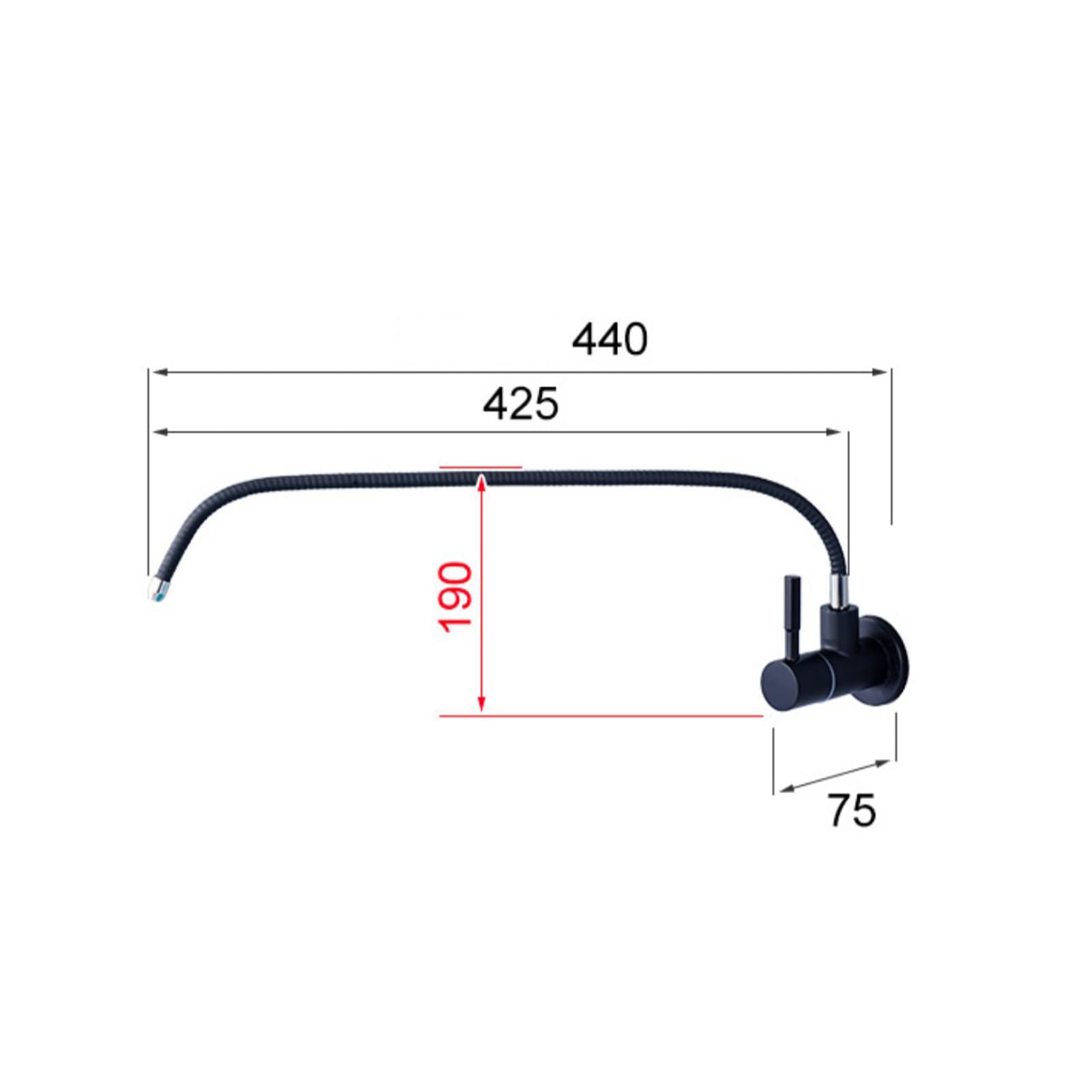 Grifo de Limpieza de Cocina, grifos de Filtro de Agua Negros con rotación de 360°, grifos de Fregadero de Cocina de ósmosis inversa de Montaje en Pared.