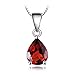 JewelryPalace Pear 2.2ct Natural Red Garnet Birthstone Solitaire Pendant Necklace 925 Sterling Silver 18 Inches