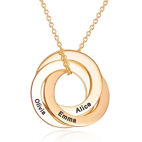 Amazon.com: Personalized Russian Ring Name Necklace - Custom Name ...