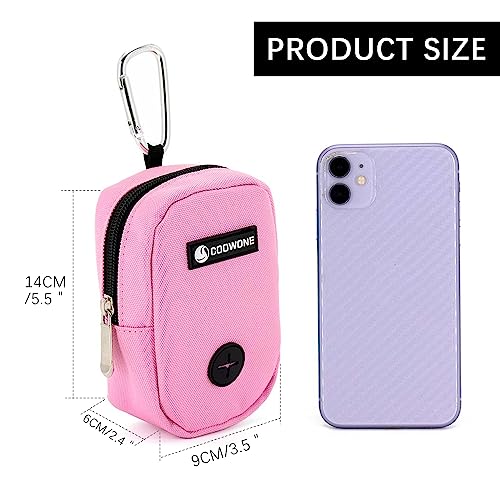 COOWONE Kleine Leckerli-Tasche mit Kotbeutel-Spender für Leine, tragbare Gehbeutel, Kotbeutelhalter, freihändige Hunde-Leckerli-Tasche (Rosa)