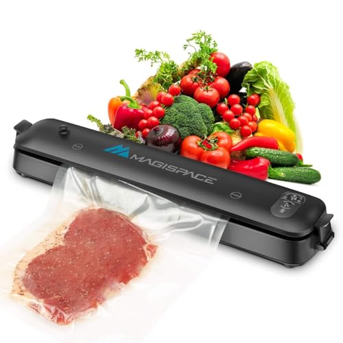 Food Vacuum Sealer Machine,Magispace Automatic Vacuum Sealer for Food Saver,Compact for Dry&Moist Food Storage,With 15pcs Starter Bags[7.8