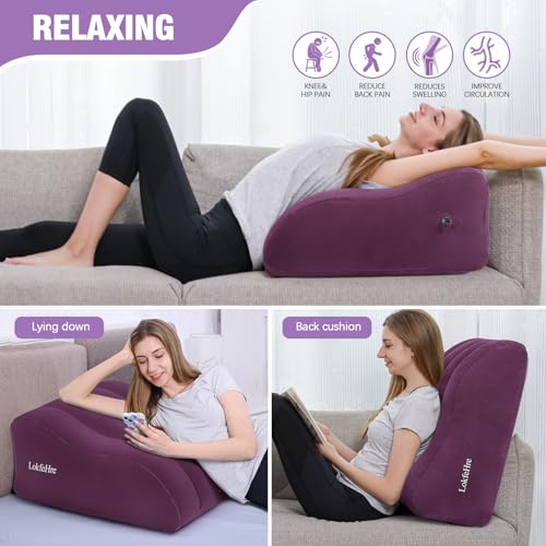 LOKFEHRE Almofada de cunha para dormir – Travesseiro inflável de elevação de pernas para inchaço, ci