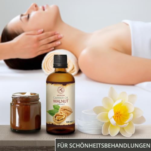 Foto von Walnussöl 100ml - Juglans Regia - Kaltgepresst - Raffiniert - Rein und Natürlich - Trägeröl - Walnuss Öl für Haut - Körperpflege - Schönheit - Haarpflege - Nagelpflege - Haaröl Trockenes Haar