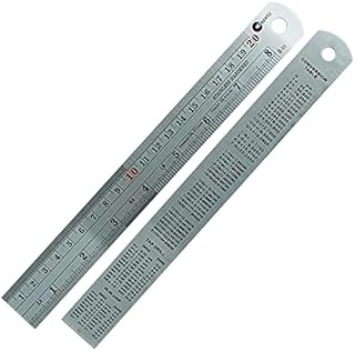 Dapetz ® 8"/20cm/200mm Metal Ruler Rigid Stainless Steel Ruler with Inch/Metric Graduations Table Conversion Tap Drill and W.W.UNF and Ideal for School, Craft, Engineering, Architectural Work.
