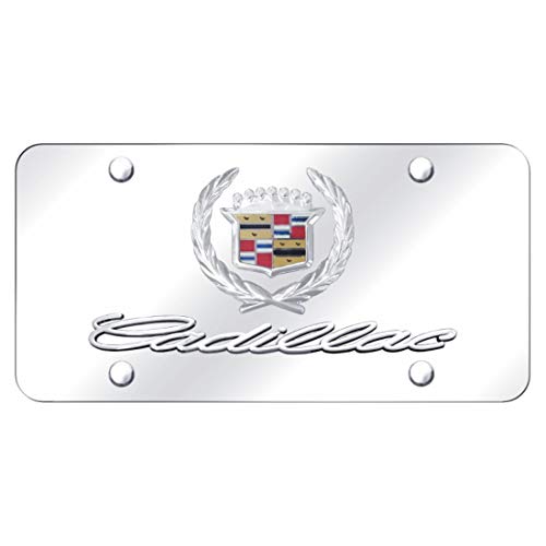 Au-Tomotive Gold, INC. Cadillac Front License Plate Frame Logo on Mirror Stainless Steel - Genuine Product