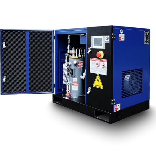 10HP Rotary Screw Air Compressor – Commercial Industrial Fixed Speed Air Compressor Heavy Duty Compressed Air System for Pneumatic Tools 34CFM, 125PSI, 230V 3PHASE 60HZ
