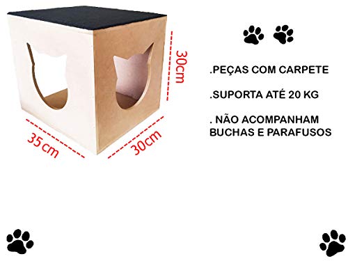 Toca de Gato Mdf Crú Com Prateleira Degraus