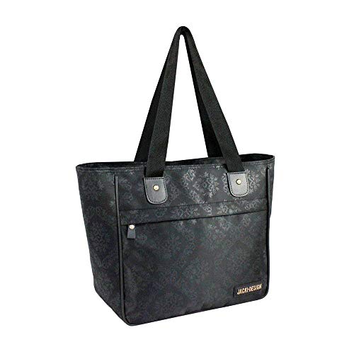 BOLSA SHOPPER DE COLO COM BOLSO EXTERNO ESTAMPA DAMASCO JACKI DESIGN PRETO