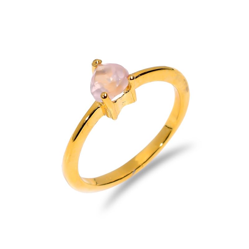 Bague en pierre naturelle quartz rose pour sublimer vos tenues quotidiennes