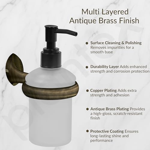 Image of Plantex Smero Pure Brass Made Handwash Holder for Wash Basin /Liquid Soap Dispenser /Shampoo Dispenser - Contrive (Rich Antique)