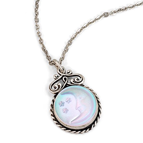 Sweet Romance Boho Gypsy Crescent Moon and Star Cameo Necklace