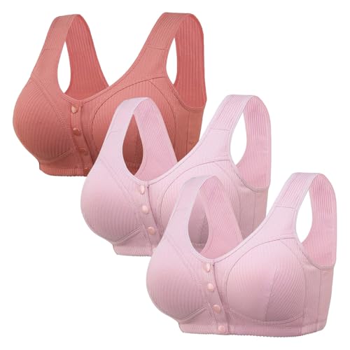Sujetador de lencería para mujer, tirantes ajustables, sujetadores de cobertura completa, cómodos sujetadores inalámbricos sin aros, Rosa., 50