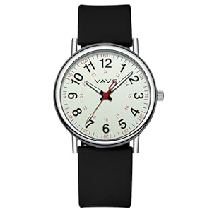 Waterproof Analog Nurse Watch for Nurses,Students,Medical Professionals,Women Men,with Luminouse Easy Read Dial,Military Time,Second Hand and 24 Hour,Comfortable Silicone Band.
